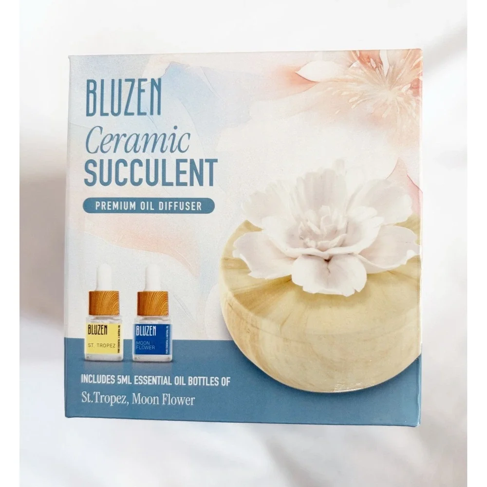 White Succulent Porcelain Passive Essential Oil Diffuser with 5ml  essential oil